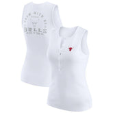 NBA - Chicago Bulls WEAR by Erin Andrews Women's Rib-Knit Henley Tank Top - White