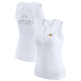 NBA - Los Angeles Lakers WEAR by Erin Andrews Women's Rib-Knit Henley Tank Top - White