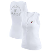 NBA - Miami Heat WEAR by Erin Andrews Women's Rib-Knit Henley Tank Top - White