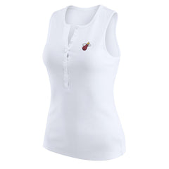 NBA - Miami Heat WEAR by Erin Andrews Women's Rib-Knit Henley Tank Top - White