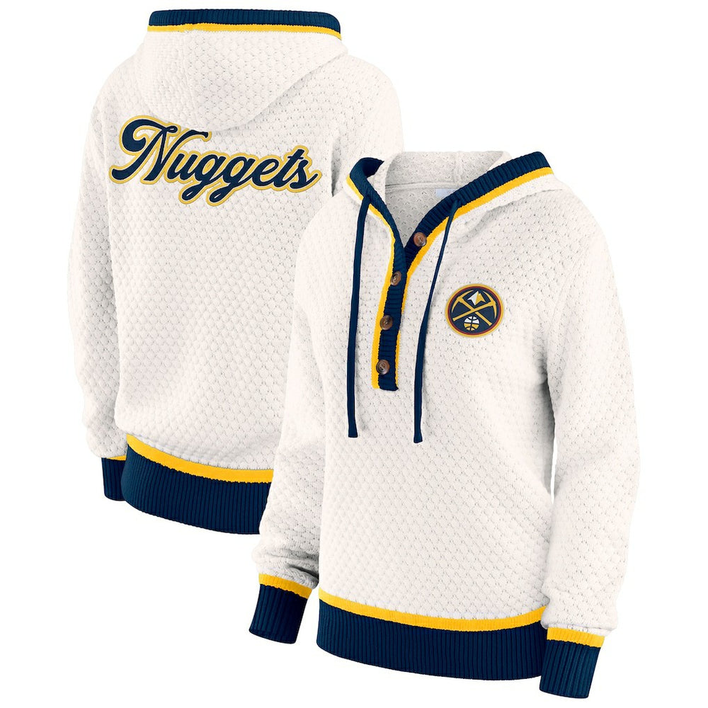 NBA - Denver Nuggets WEAR by Erin Andrews Women's Plus Size Hoodie Sweater - Cream
