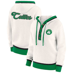 NBA - Boston Celtics WEAR by Erin Andrews Women's Plus Size Hoodie Sweater - Cream