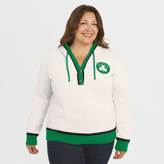 NBA - Boston Celtics WEAR by Erin Andrews Women's Plus Size Hoodie Sweater - Cream