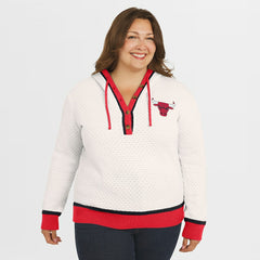 NBA - Chicago Bulls WEAR by Erin Andrews Women's Plus Size Hoodie Sweater - Cream