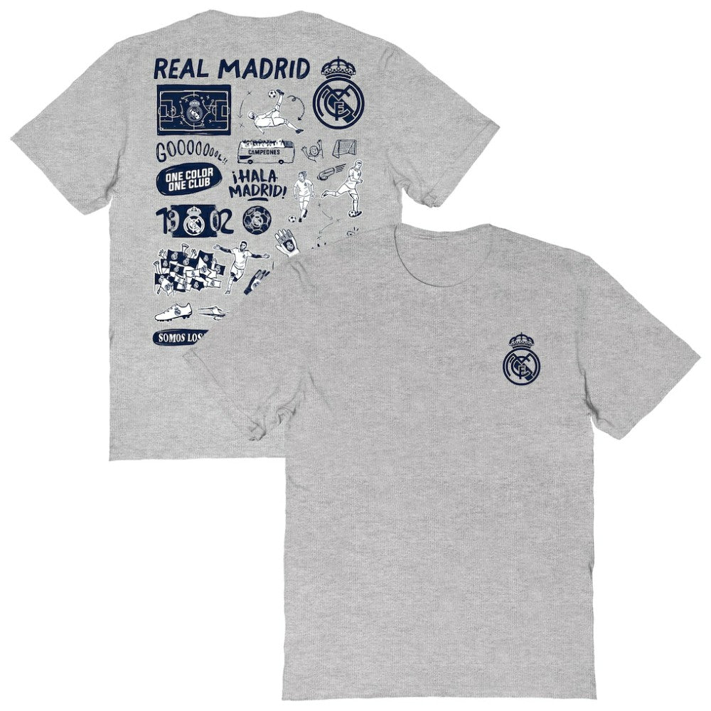 Real Madrid Vive La Fete Women's Impressions Artwork T-Shirts - Heather Gray