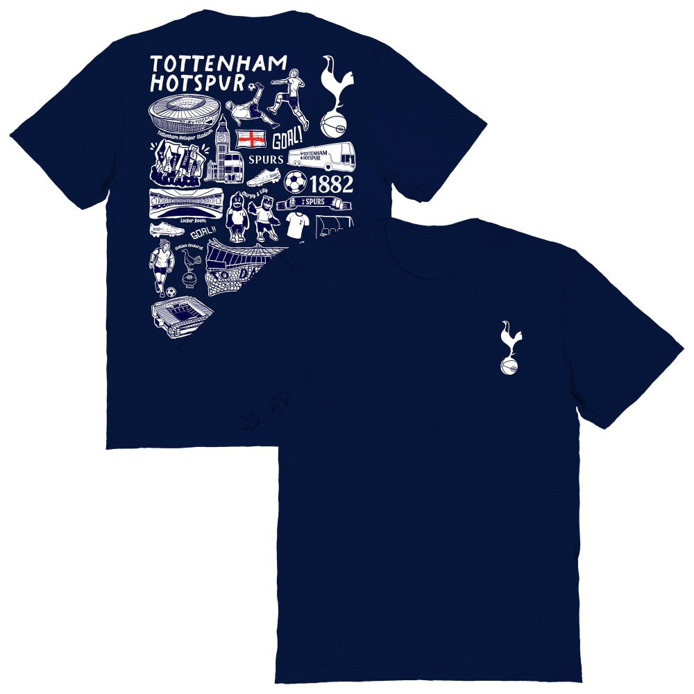 Tottenham Hotspur Vive La Fete Women's Impressions Artwork T-Shirts - Navy