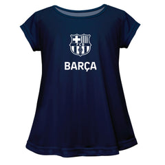 Barcelona Vive La Fete Girls Youth Color Badge A-Line Top - Navy