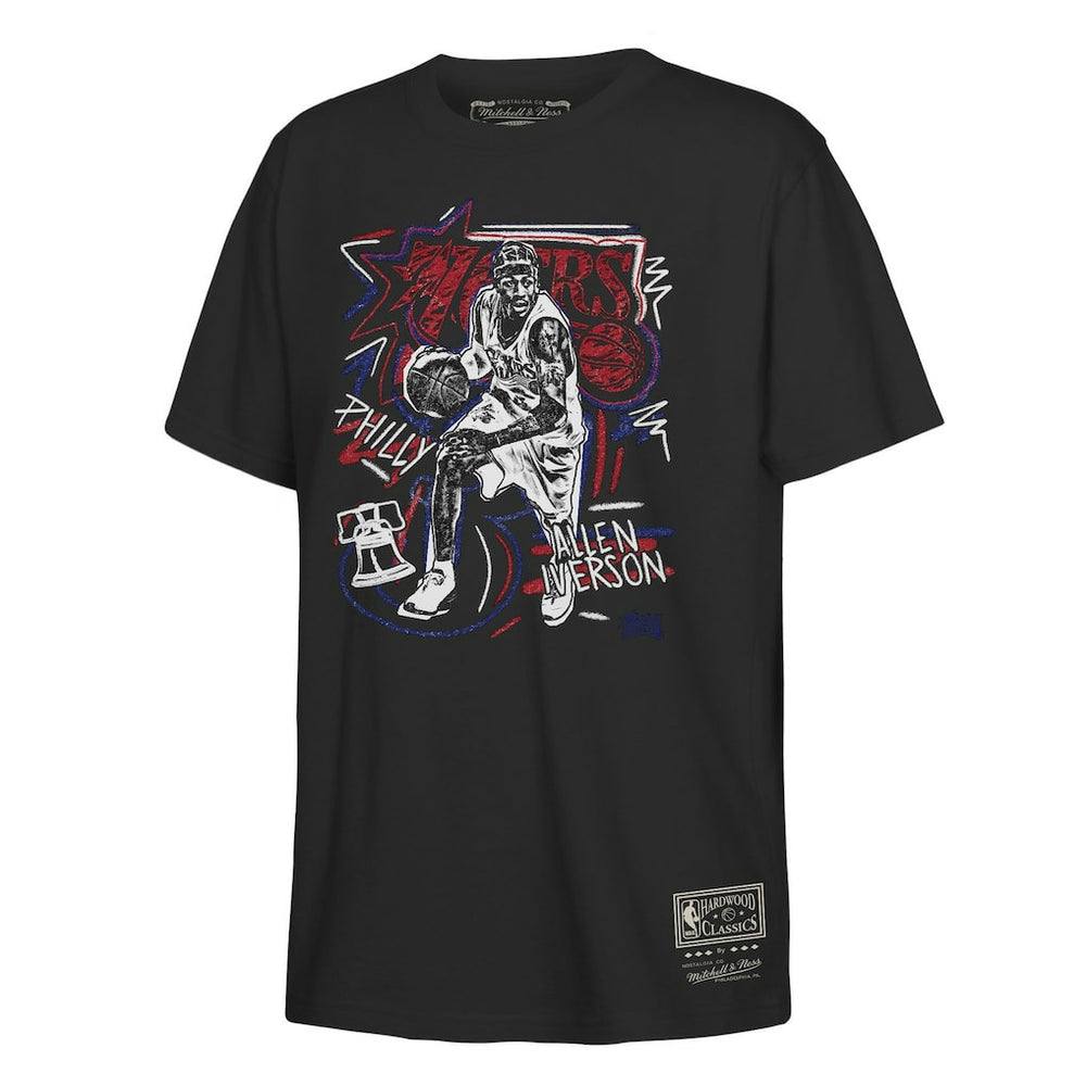 Mitchell & Ness - Allen Iverson Philadelphia 76ers Youth Chalked Up T-Shirt - Black