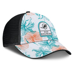 Miami Dolphins Tropical Adjustable Trucker Hat White/Black - Fanatics