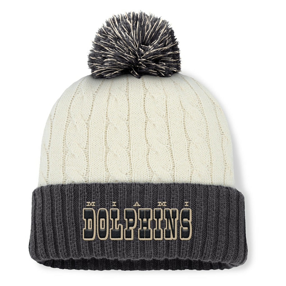 Miami Dolphins Women's Coaxial Cuffed Knit Hat with Pom Cream - Fanatics
