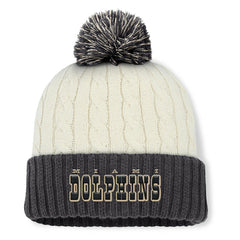 Miami Dolphins Women's Coaxial Cuffed Knit Hat with Pom Cream - Fanatics