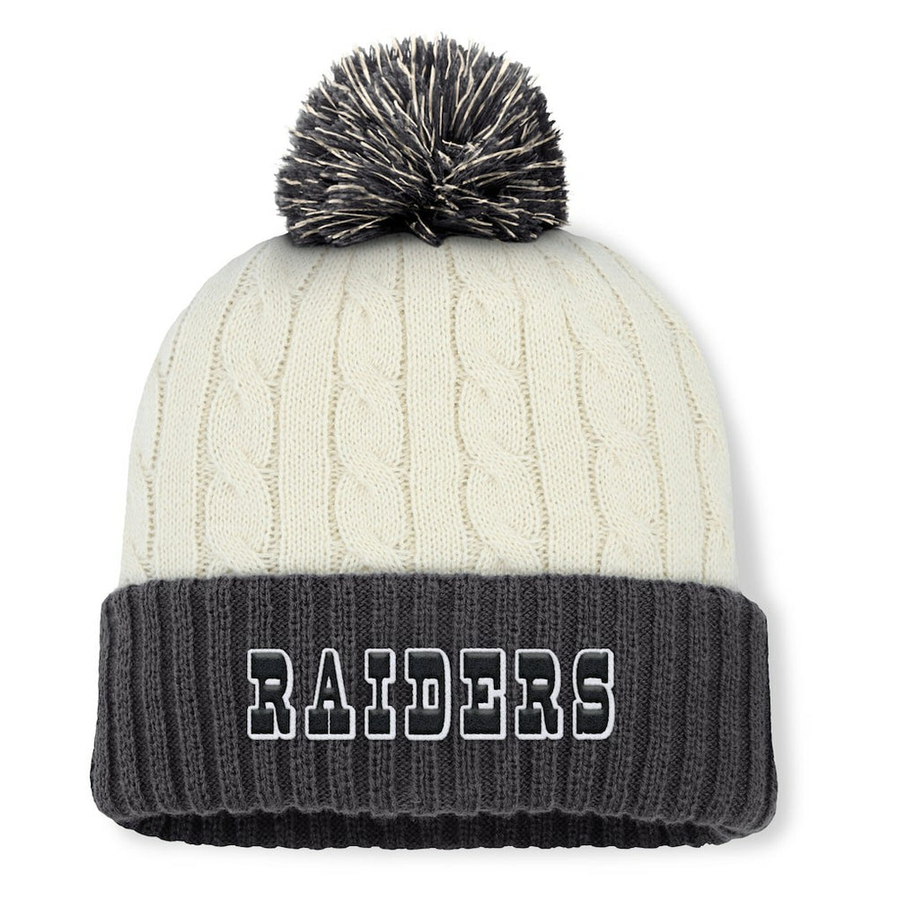 Las Vegas Raiders Women's Coaxial Cuffed Knit Hat with Pom Cream - Fanatics