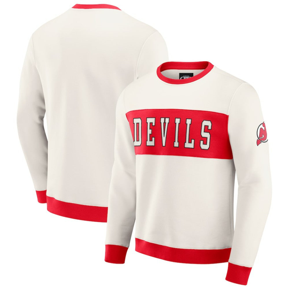 New Jersey Devils - Darius Rucker Collection by Fanatics Colorblock Pullover Sweatshirt Cream