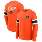 Philadelphia Flyers - Darius Rucker Collection by Fanatics Waffle-Knit Raglan Long Sleeve Henley T-Shirt Orange
