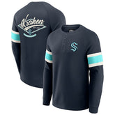 Seattle Kraken Darius Rucker Collection by Fanatics Waffle-Knit Raglan Long Sleeve Henley T-Shirt Deep Sea Blue