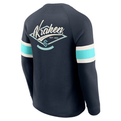 Seattle Kraken Darius Rucker Collection by Fanatics Waffle-Knit Raglan Long Sleeve Henley T-Shirt Deep Sea Blue