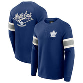 Toronto Maple Leafs - Darius Rucker Collection by Fanatics Waffle-Knit Raglan Long Sleeve Henley T-Shirt Navy
