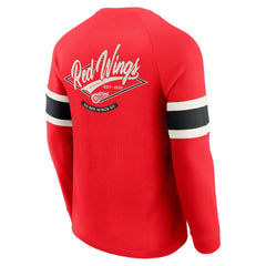 Detroit Red Wings - Darius Rucker Collection by Fanatics Waffle-Knit Raglan Long Sleeve Henley T-Shirt Red