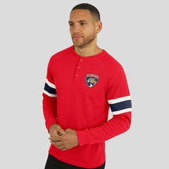Florida Panthers - Darius Rucker Collection by Fanatics Waffle-Knit Raglan Long Sleeve Henley T-Shirt Red