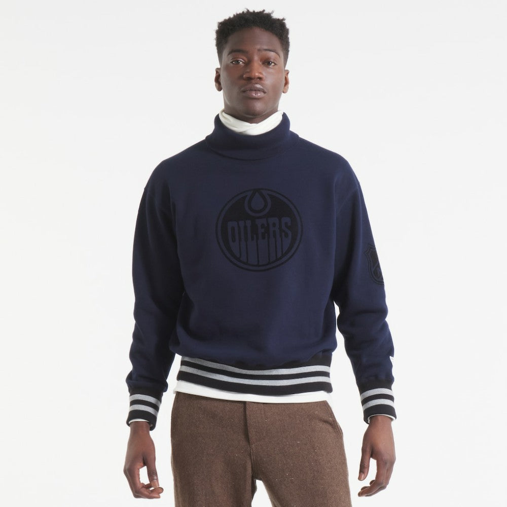 Edmonton Oilers - Todd Snyder by Fanatics Relaxed Canadian Fleece Turtleneck Navy