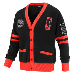 NBA - Philadelphia 76ers FISLL Unisex Logoman Shadow Collection Full-Button Cardigan Sweater - Black