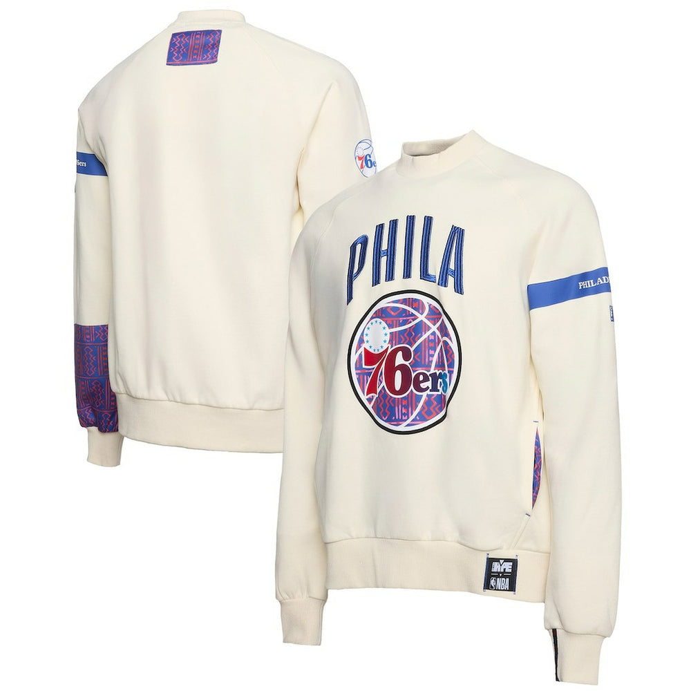 NBA - Philadelphia 76ers NBA x Two Hype Culture & Hoops Collection Premium Pullover Sweatshirt - Cream