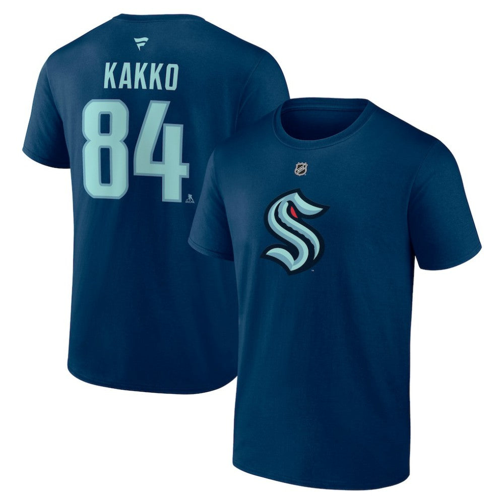 Kaapo Kakko Seattle Kraken Fanatics Authentic Stack Name & Number T-Shirt Navy