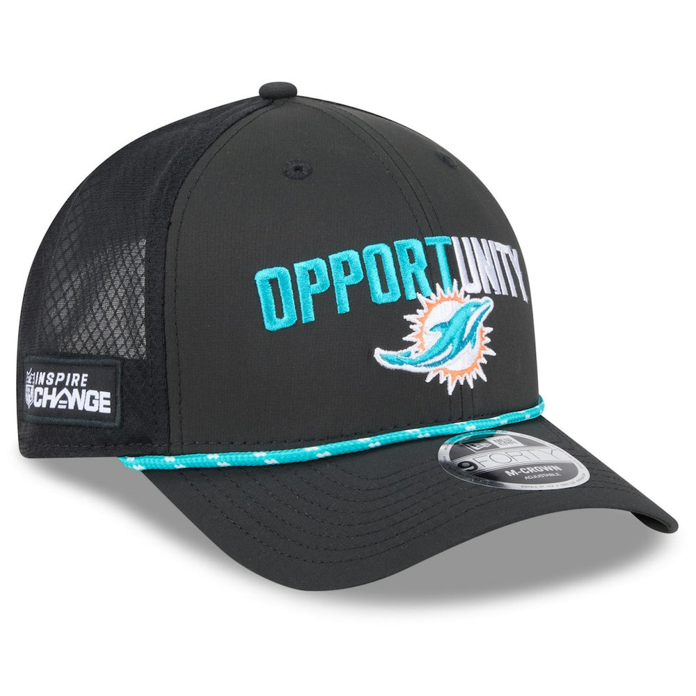 Miami Dolphins New Era 2025 Inspire Change 9FORTY M-Crown Adjustable Hat Black - NFL