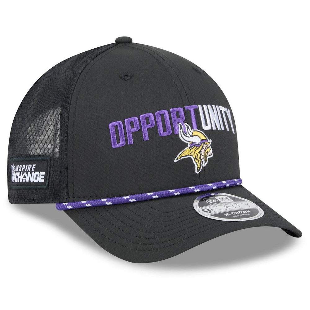 Minnesota Vikings New Era 2025 Inspire Change 9FORTY M-Crown Adjustable Hat Black - NFL