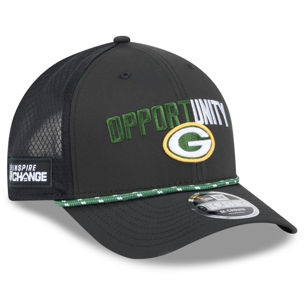 Green Bay Packers New Era 2025 Inspire Change 9FORTY M-Crown Adjustable Hat Black - NFL