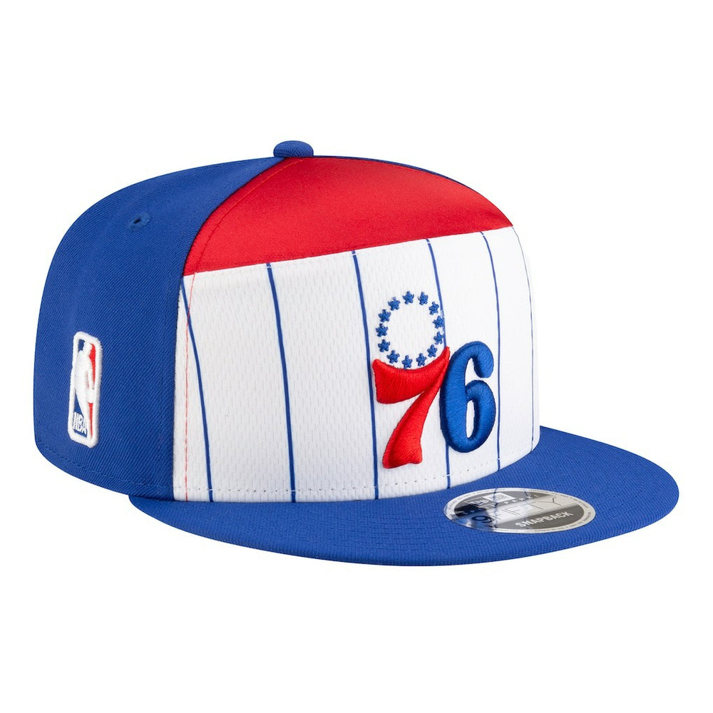 New Era - Philadelphia 76ers Youth 2025 NBA Tip Off Split Panel 9FIFTY Snapback Hat - White/Blue
