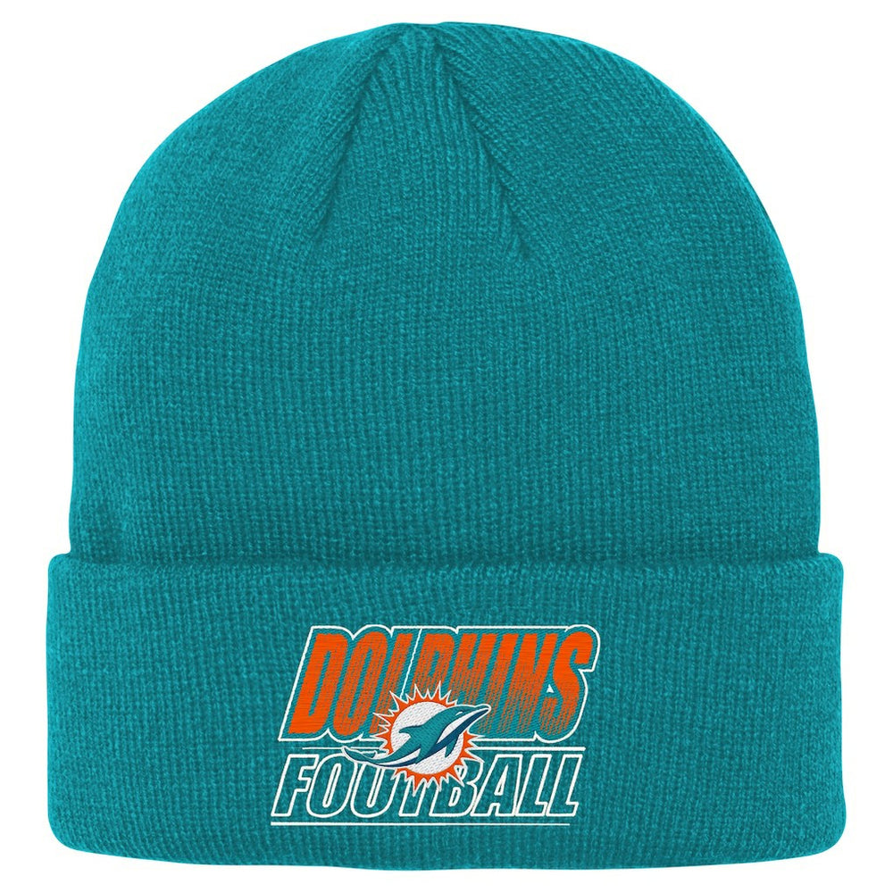 Miami Dolphins Outerstuff Youth Team Gradient Cuffed Knit Hat Aqua - NFL