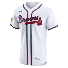 Atlanta Braves Nike Home Elite Sponsor Patch Custom Jersey Near Me