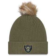 Las Vegas Raiders New Era Women's 2025 Salute to Service Cuffed Knit Hat with Pom Dark Green - NFL