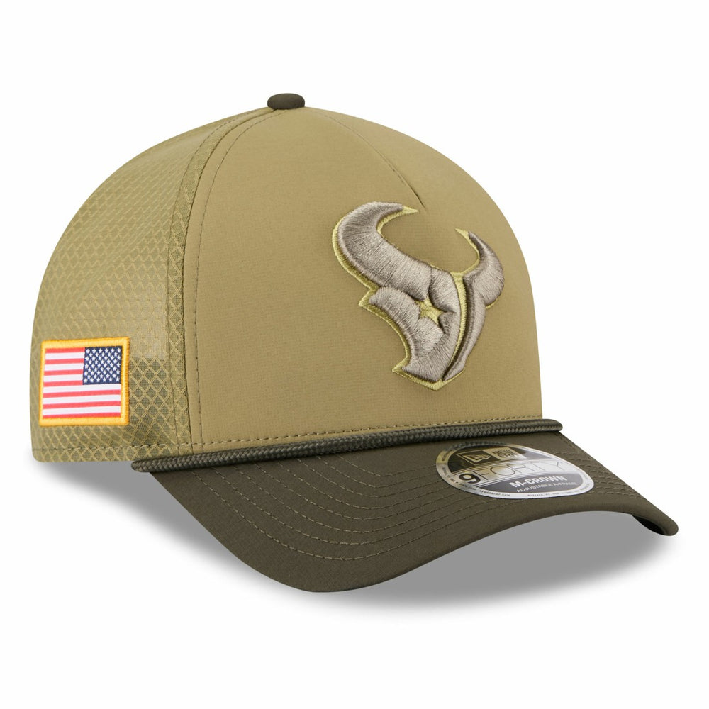Houston Texans New Era Youth 2025 Salute to Service 9FORTY A-Frame Adjustable Hat Green/Dark Green - NFL