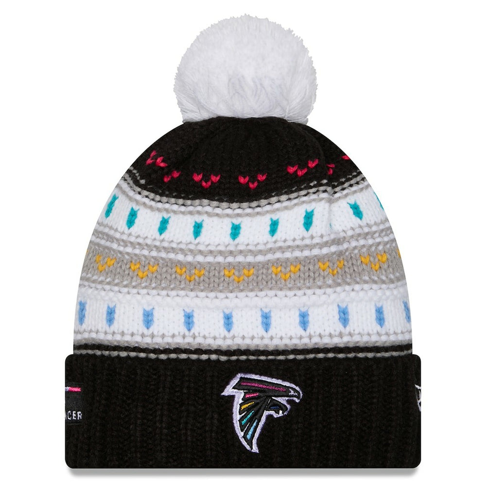 Atlanta Falcons New Era Women's 2025 NFL Crucial Catch Cuffed Knit Hat with Pom Black - NFL