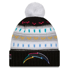 Los Angeles Chargers New Era Women's 2025 NFL Crucial Catch Cuffed Knit Hat with Pom Black - NFL
