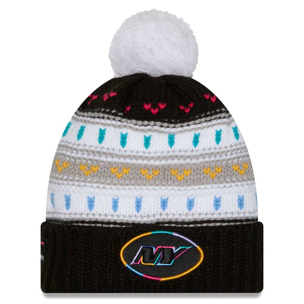 New York Jets New Era Women's 2025 NFL Crucial Catch Cuffed Knit Hat with Pom Black - NFL