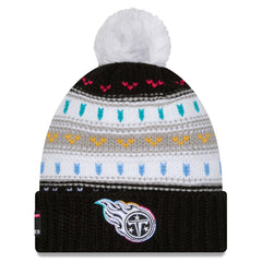 Tennessee Titans New Era Women's 2025 NFL Crucial Catch Cuffed Knit Hat with Pom Black - NFL