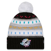 Miami Dolphins New Era Women's 2025 NFL Crucial Catch Cuffed Knit Hat with Pom Black - NFL