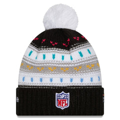 Miami Dolphins New Era Women's 2025 NFL Crucial Catch Cuffed Knit Hat with Pom Black - NFL