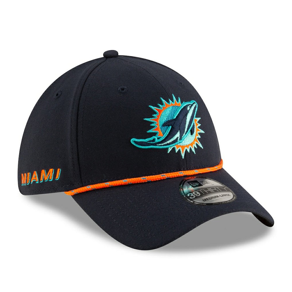 Miami Dolphins New Era 2025 Rivalries Collection Sideline 39THIRTY Flex Hat Pitch Blue - NFL
