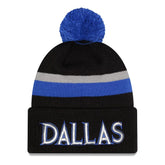 New Era - Dallas Mavericks 2025/26 City Edition Cuffed Knit Hat with Pom - Black/Blue