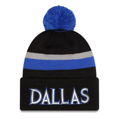 New Era - Dallas Mavericks 2025/26 City Edition Cuffed Knit Hat with Pom - Black/Blue