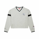 Tampa Bay Buccaneers Women's Cropped V-Neck Sweatshirt Gray - Mitchell & Ness