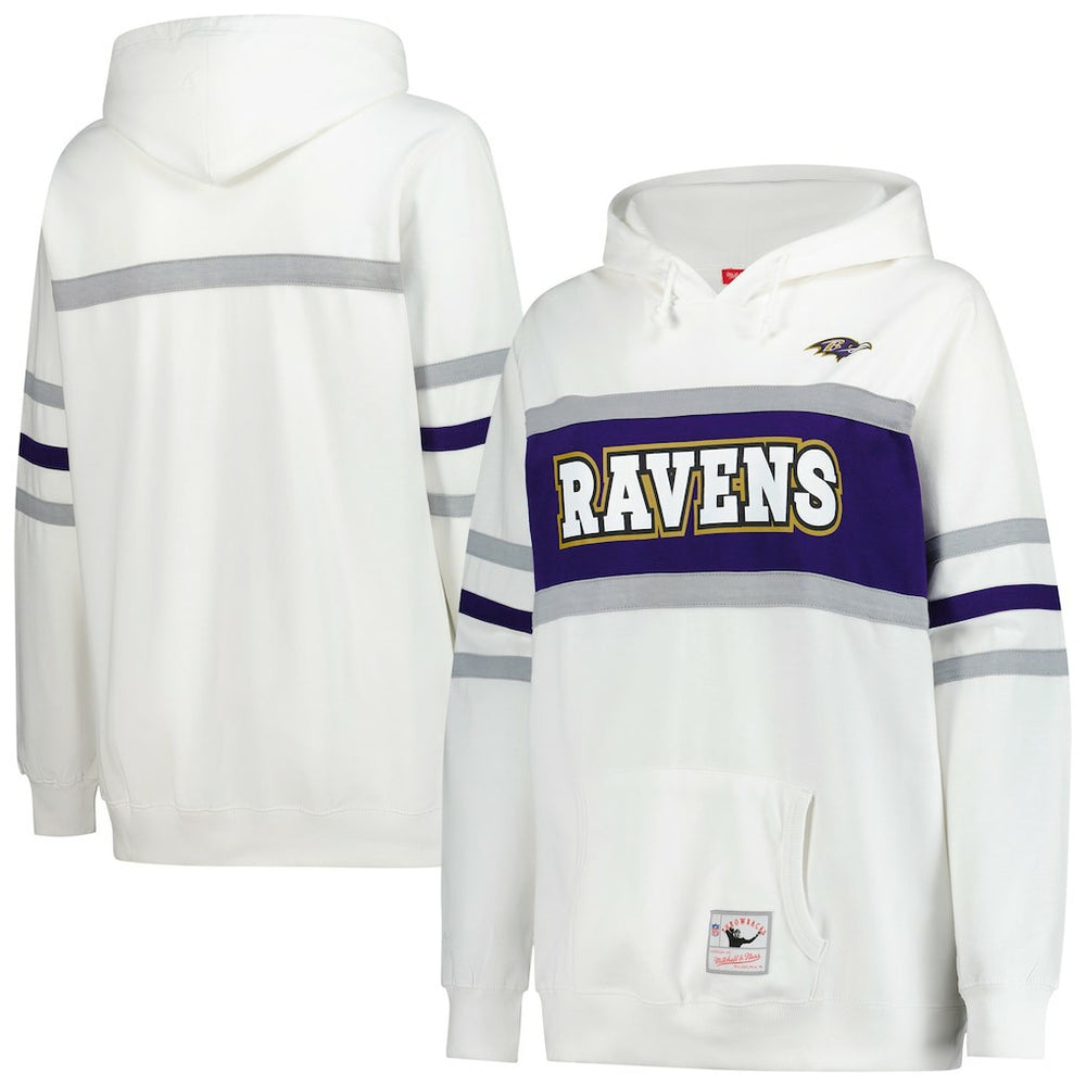 Baltimore Ravens Women's Plus Size Head Coach Throwback Pullover Hoodie White - Mitchell & Ness