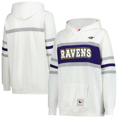 Baltimore Ravens Women's Plus Size Head Coach Throwback Pullover Hoodie White - Mitchell & Ness