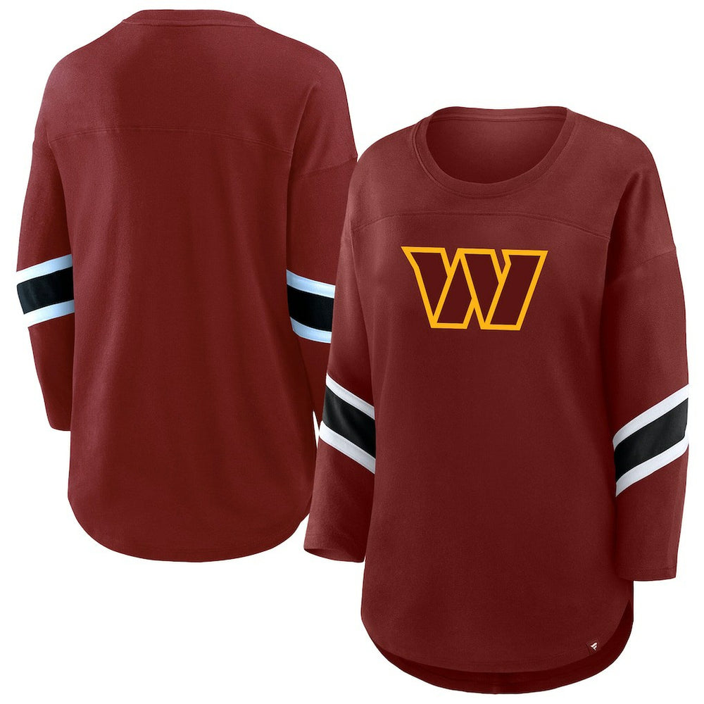 Washington Commanders Women's Plus Size Redzone 3/4-Sleeve Scoop Neck T-Shirt Burgundy - Fanatics