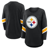 Pittsburgh Steelers Women's Plus Size Redzone 3/4-Sleeve Scoop Neck T-Shirt Black - Fanatics