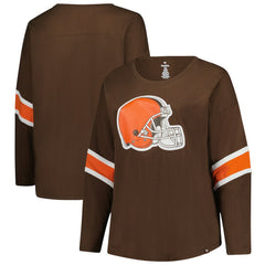 Cleveland Browns Women's Plus Size Redzone 3/4-Sleeve Scoop Neck T-Shirt Brown - Fanatics